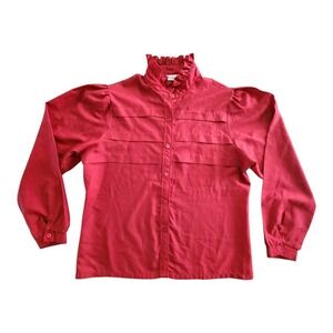 Jonathan Logan Vintage 70s 80s Red Layer Stripe‎ Blouse Top Retro Size 38 Or 8